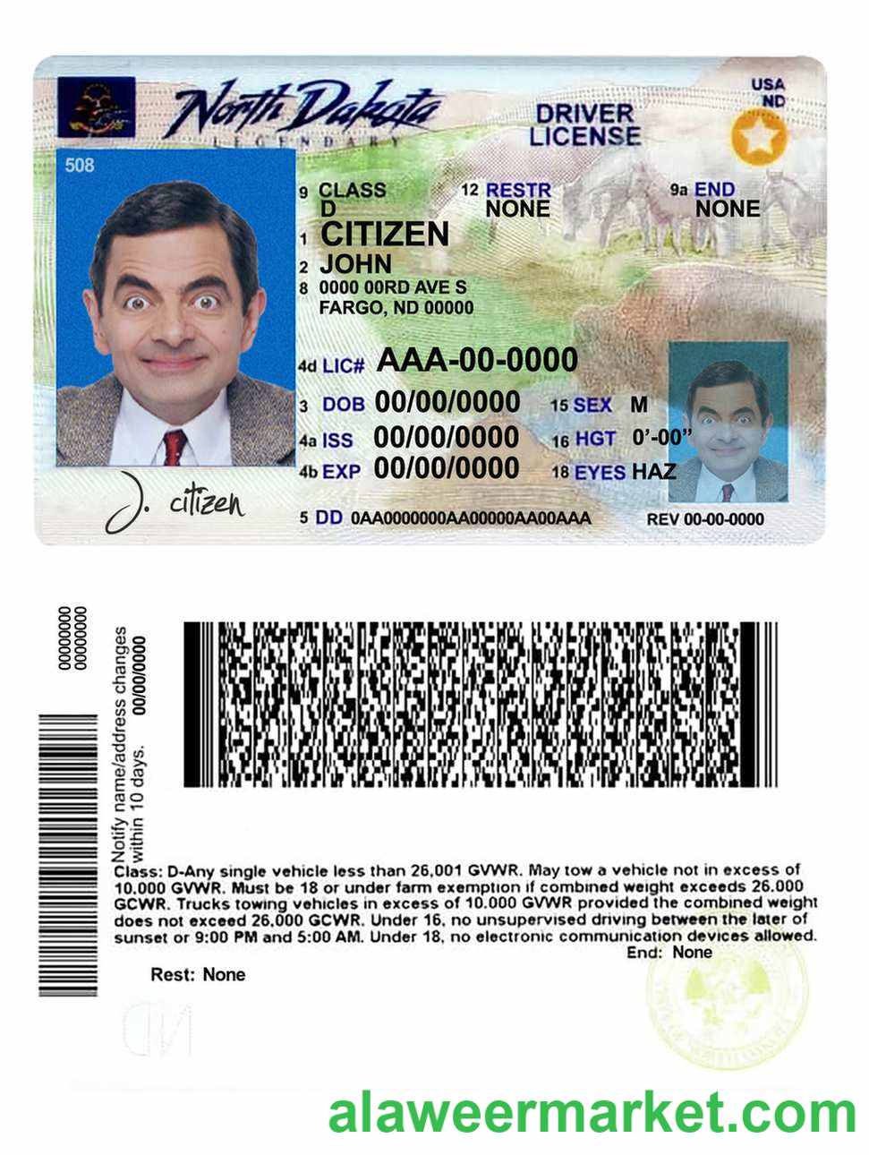 USA North Dakota driving license template in PSD format, fully editable, 2020 – present